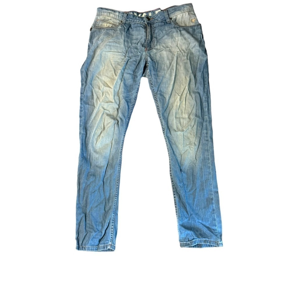 Cavalera Men’s Distressed Straight Leg Jeans 34X33 Logo Pockets Biker Rock Moto